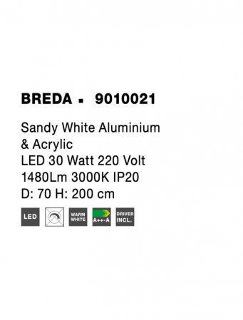 9010021 Lustra Nova Luce BREDA LED 30W 1480lm 3000K Aluminium & Acrylic Sandy White Nedimabil IP20 [8]