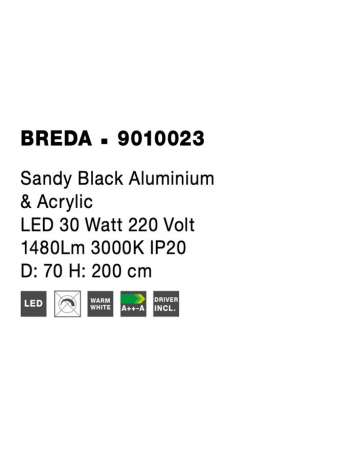 9010023 Lustra Nova Luce BREDA LED 29W 1480lm 3000K Aluminium & Acrylic Sandy Black Nedimabil IP20 [8]