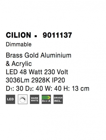 9011137 Plafoniera Nova Luce CILION LED 48W 3036lm 3000K IP20 Aluminiu/Acril Brass Gold NOVALUCE [5]