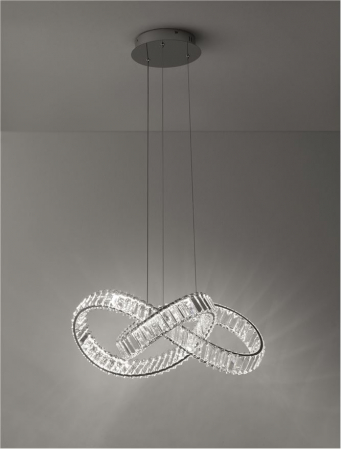 9019723 Lustra Nova Luce CONCETO LED 49W 4075lm 3500K Metal & Crystal Chrome Dimabil Triac IP20 [1]