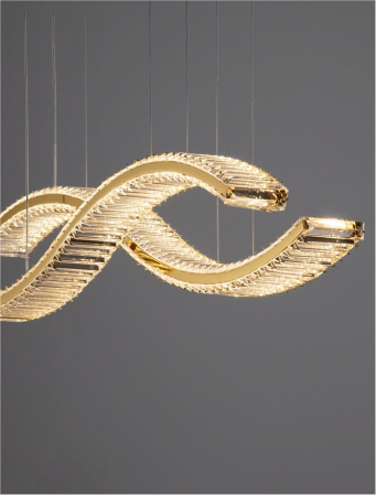 9019724 Lustra Nova Luce AURELIA LED 95W 12224lm 3500K Metal & Crystal Gold Dimabil Triac IP20 [1]