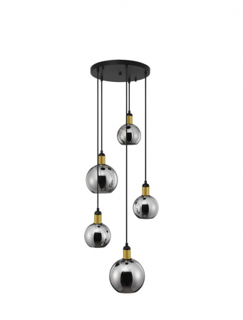 Lustre - 9035965 Lustra Nova Luce MIRRO E27 5x12W   Metal & Glass Smoke Glass Gold  IP20