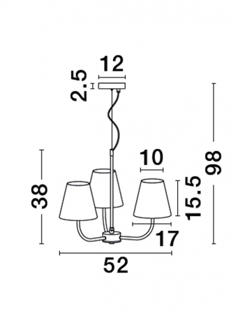 9036044 Lustra Nova Luce MOIST E14 3x12W   Metal & Fabric Shade Black  IP20 [2]