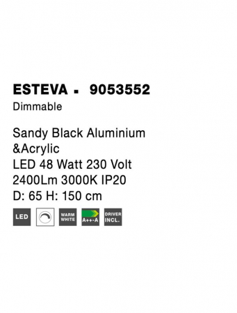 Lustra Nova Luce ESTEVA 9053552 LED 48W 2400lm 3000K IP20 Aluminiu/Acril Sandy Black [7]
