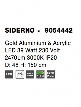9054442 Suspensie Nova Luce SIDERNO LED 39W 2470lm 3000K IP20 Aluminiu/Acril Gold NOVALUCE [6]