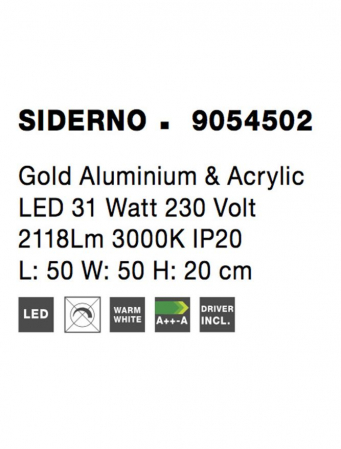 9054502 Plafoniera Nova Luce SIDERNO LED 31W 2118lm 3000K IP20 Aluminiu/Acril Gold NOVALUCE [5]