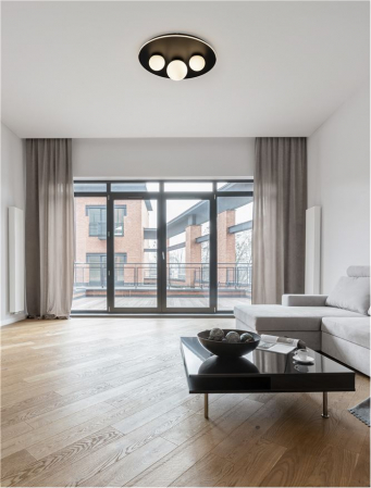 9061431 Plafoniera Nova Luce VELNA LED 52W 2080lm 3000K Aluminium & Opal Glass Sandy Black Dimabil Triac IP20 [1]