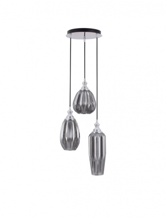 ILUMINAT INTERIOR - 9066031 Lustra Nova Luce ZARLEY E27 3x12W IP20 Metal Smoky Gray Glass Chrome NOVALUCE
