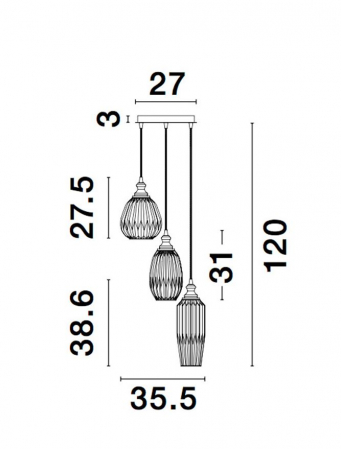 9066031 Lustra Nova Luce ZARLEY E27 3x12W IP20 Metal Smoky Gray Glass Chrome NOVALUCE [4]