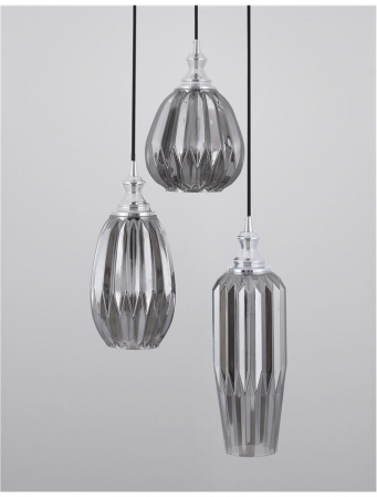 9066031 Lustra Nova Luce ZARLEY E27 3x12W IP20 Metal Smoky Gray Glass Chrome NOVALUCE [2]