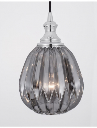 9066101 Suspensie Nova Luce ZARLEY E27 1x12W IP20 Chrome Metal Smoky Gray Glass NOVALUCE [3]