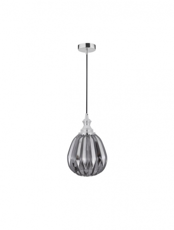 ILUMINAT - 9066101 Suspensie Nova Luce ZARLEY E27 1x12W IP20 Chrome Metal Smoky Gray Glass NOVALUCE
