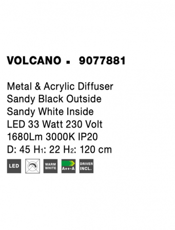 9077881 Suspensie Nova Luce VOLCANO LED 33W 1680lm 3000K IP20 Metal Acril Sandy Black [7]
