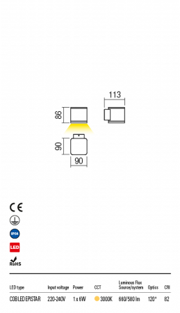 9080 Aplica REDO BETA LED 6W 530lm 3000K IP54 Aluminiu Turnat Dark Brown Optics 120° CRI 82 [1]