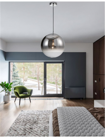 9080400 Pendul Nova Luce LAZIONE E27 1x12W   Aluminium & Smoke Glass Chrome  IP20 [1]