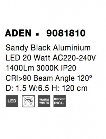 9081810 Aplica Nova Luce ADEN LED 20W 1400lm 3000K Aluminium Sandy Black Nedimabil IP20 [7]