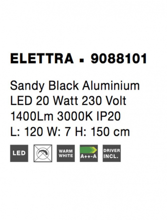 9088101 Lustra Nova Luce ELETTRA LED 20W 677lm 3000K Aluminium Sandy Black Nedimabil IP20 [8]