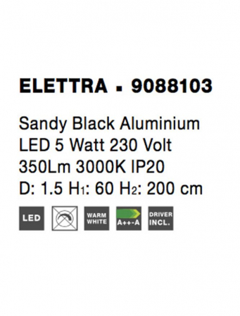 9088103 Pendul Nova Luce ELETTRA LED 5W 195lm 3000K Aluminium Sandy Black Nedimabil IP20 [8]