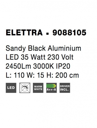 9088105 Suspensie Nova Luce ELETTRA LED 35W 2450lm 3000K IP20 Aluminiu Sandy Black [7]