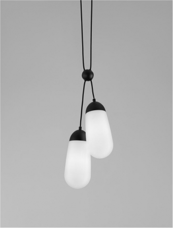 9092825 Pendul Nova Luce BLAKY E14 2x5W   Metal & Opal Glass Matt Black  IP20 [2]