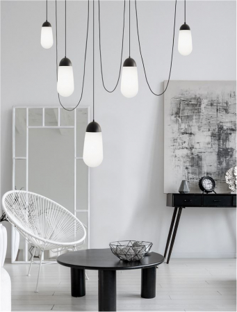 9092826 Lustra Nova Luce BLAKY E14 5x5W   Metal & Opal Glass Matt Black  IP20 [1]