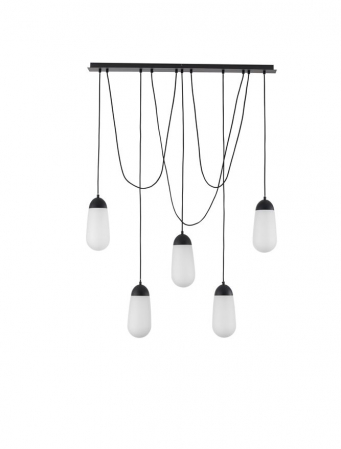 Lustre - 9092827 Lustra Nova Luce BLAKY E14 5x5W   Metal & Opal Glass Matt Black  IP20