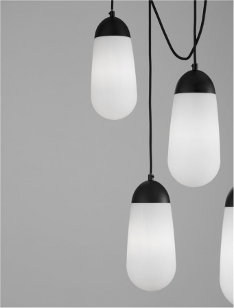 9092827 Lustra Nova Luce BLAKY E14 5x5W   Metal & Opal Glass Matt Black  IP20 [1]