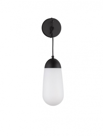 Moderne - 9092828 Aplica Nova Luce BLAKY E14 1X5W   Metal & Opal Glass Matt Black  IP20
