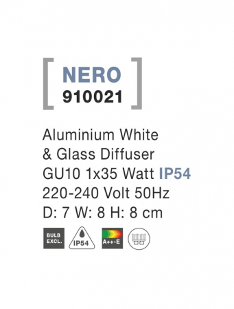 910021 Aplica Nova Luce NERO GU10 1x35W lm  IP54 Aluminium Glass Diffuser White Light Down [2]