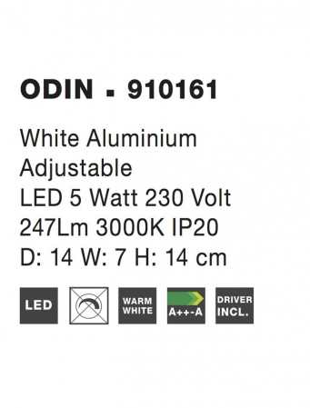 910161 Aplica Nova Luce ODIN LED 5W 247lm 3000K Aluminium White Nedimabil IP20 [4]
