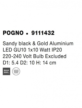9111432 Aplica Nova Luce POGNO GU10 1x10W   Aluminium Sandy Black & Gold  IP20 [8]