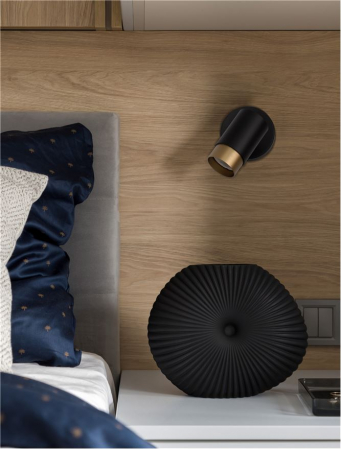 9111432 Aplica Nova Luce POGNO GU10 1x10W   Aluminium Sandy Black & Gold  IP20 [1]