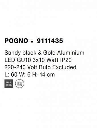 9111435 Plafoniera Nova Luce POGNO GU10 3x10W   Aluminium Sandy Black & Gold  IP20 [7]