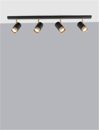 9111436 Plafoniera Nova Luce POGNO GU10 4x10W   Aluminium Sandy Black & Gold  IP20 [1]