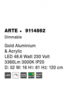 9114862 Suspensie Nova Luce ARTE LED 48,6W 3360lm 3000K IP20 Aluminiu/Acril Gold NOVALUCE [7]