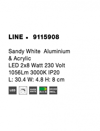 9115908 Aplica Nova Luce LINE LED 2W 1056lm 3000K Aluminium & Acrylic Sandy White Nedimabil IP20 [6]