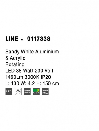 9117338 Suspensie Nova Luce LINE LED 38W 1460lm 3000K IP20 Aluminiu/Acril Sandy White NOVALUCE [5]