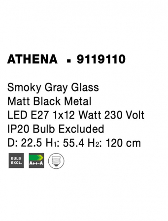 9119110 Pendul Nova Luce ATHENA E27 1x12W   Metal Smoky Gray Matt Black  IP20 [8]