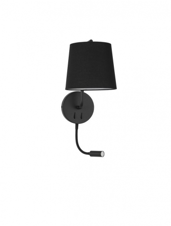 ILUMINAT - 9129330 Aplica Nova Luce SAGE LED 1x3W  3500K Aluminium & Fabric Shade Black Nedimabil IP20