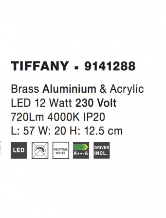 9141288 Aplica Nova Luce TIFFANY LED 12W 720lm 4000K Aluminium & Acrylic Brass Nedimabil IP20 [3]