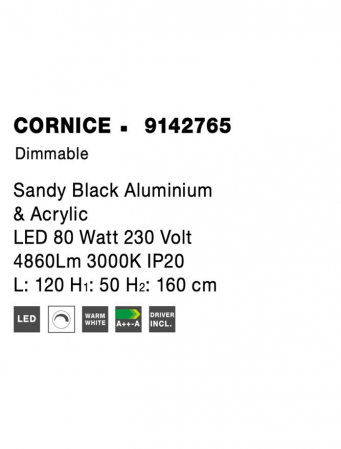 9142765 Suspensie Nova Luce CORNICE LED 80W 4860lm 3000K IP20 Aluminiu/Acril Sandy Black [8]
