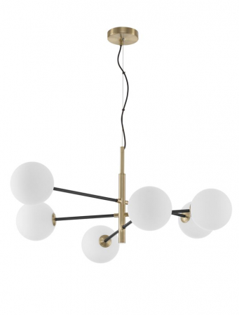 Lustre - Lustra Nova Luce VITRA G9 6x5W   Satin Gold & Black Metal White Opal Glass IP20