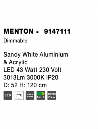 9147111 Suspensie Nova Luce MENTON LED 43W 3013lm 3000K IP20 Aluminiu & Acril Sandy White NOVALUCE [8]