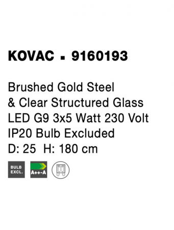 9160193 Lustra Nova Luce KOVAC G9 3x5W Metal Brass Gold IP20 [7]
