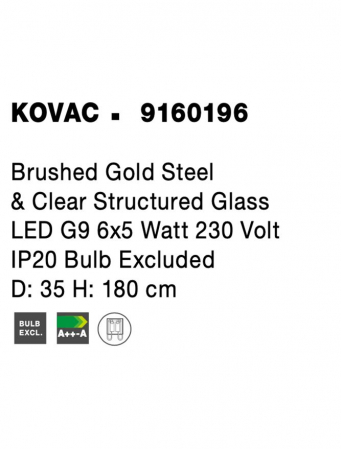 9160196 Lustra Nova Luce KOVAC G9 6x5W   Metal Brass Gold  IP20 [4]