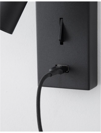 9170102 Aplica Nova Luce FUSE LED 3W 210lm 3000K IP20 Aluminium Black USB Charger [6]