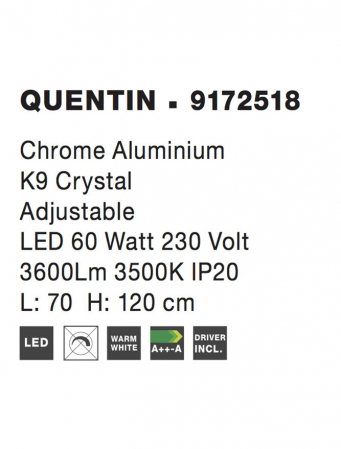 9172518 Suspensie Nova Luce QUENTIN LED 60W 3600lm 3500K IP20 Aluminiu K9 Cristal Chrome NOVALUCE [5]