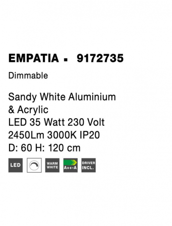 9172735 Suspensie Nova Luce EMPATIA LED 35W 2450lm 3000K IP20 Aluminiu/Acril Sandy White NOVALUCE [5]