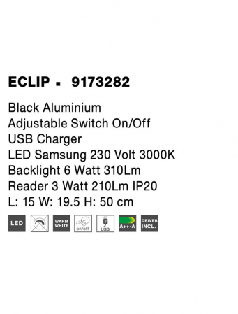 9173282 Aplica Nova Luce ECLIP LED 6W 310lm 3000K Aluminium  Black Nedimabil IP20 [8]