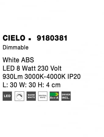 9180381 Plafoniera cer instelat Nova Luce CIELO LED 8W 930lm 3000K-4000K IP20 ABS White NOVALUCE [8]